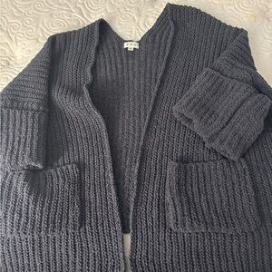 POL Charcoal Open-Front Cardigan